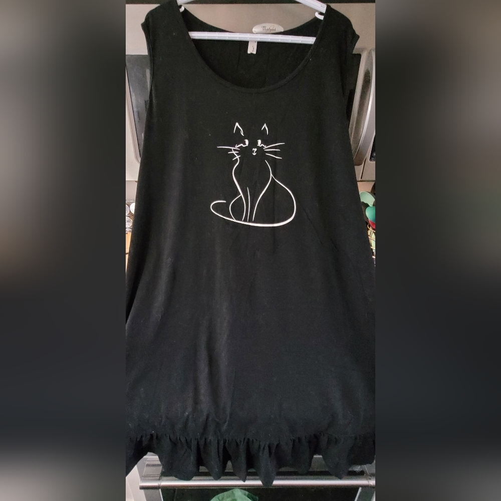 Chico's Black Nightgown with White Cat Motif
